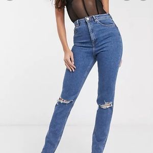 ASOS Tall High Waist Jeans| Distressed Jeans| busted knee jeans
